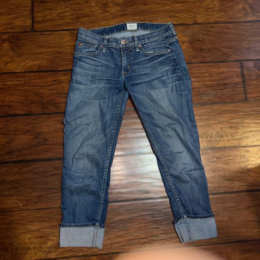 Hudson Muse Crop Skinny Jeans W/ 5" Cuff Hack Blue Tencel Blend Made in USA‎
